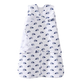 HALO Sleepsack Swaddle Navy Hedgehog closeup shows soft cotton fabric for cozy swaddling.