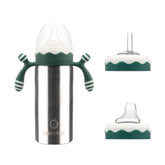 Hamarue 3-in-1 stainless steel sippy cup in green, 6 oz, durable travel-ready.