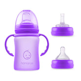Hamarue 3in1 glass sippy purple 5oz ready for toddler meals and on-the-go reliability