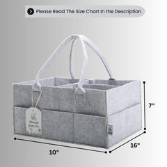Hamid Bebe Co diaper caddy with 8 exterior pockets for quick-access items.