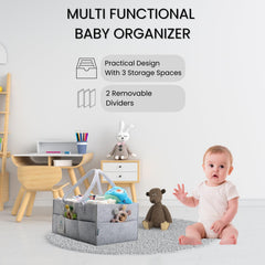 Hamid Bebe Co diaper caddy removable dividers for flexible layouts.