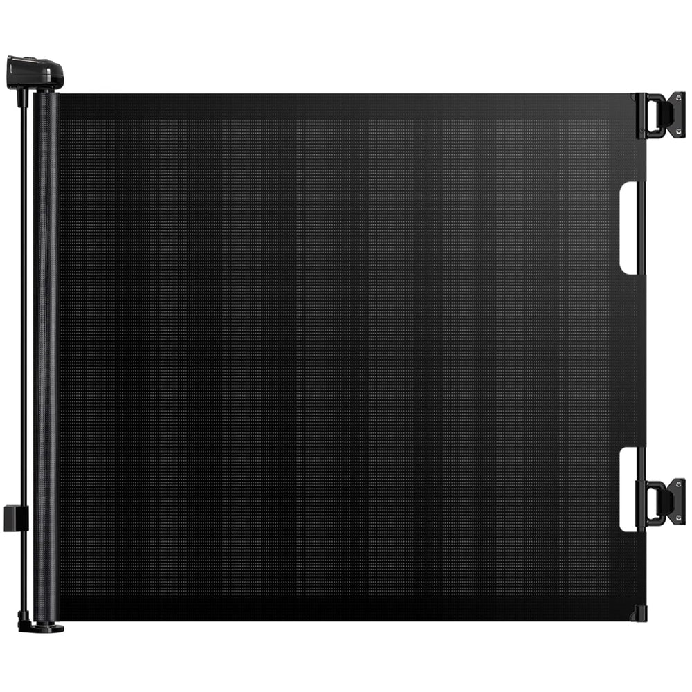 HAMOPY retractable baby gate extended to 55 inches and 33 inches tall for flexible openings