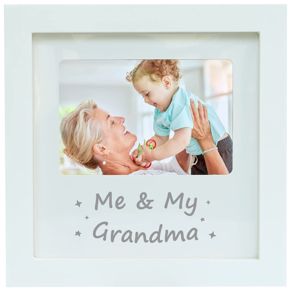 HAMUIERS me and my grandma frame white front view holds a 4x6 photo keepsake