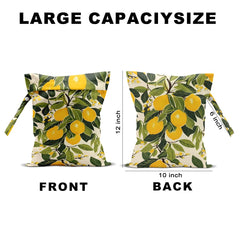 Hanamiya Na lemon-print wet bag keeps diapers and travel essentials organized and dry.