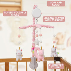 HanMiaMia 25-inch arm keeps the unicorn mobile within baby's line of sight
