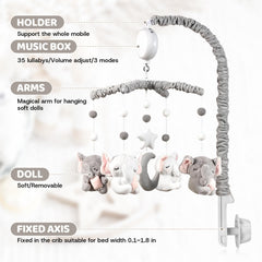 HanMiaMia elephant crib mobile pink and white design provides gentle stimulation.
