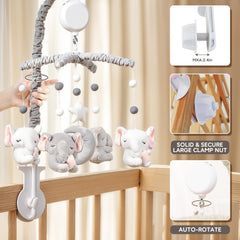 HanMiaMia crib mobile includes volume control for comfortable listening levels.