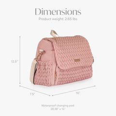 Hannah & Sophia Belle pink convertible straps demonstrate comfortable 2-in-1 carrying