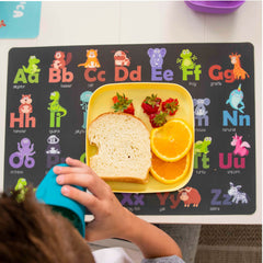 Hapinest placemats with numbers and shapes support color and number recognition during meals.