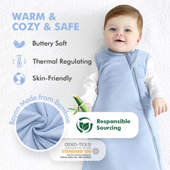 HAPIU sleep sack with 2-way zipper open showing easy diaper changes.