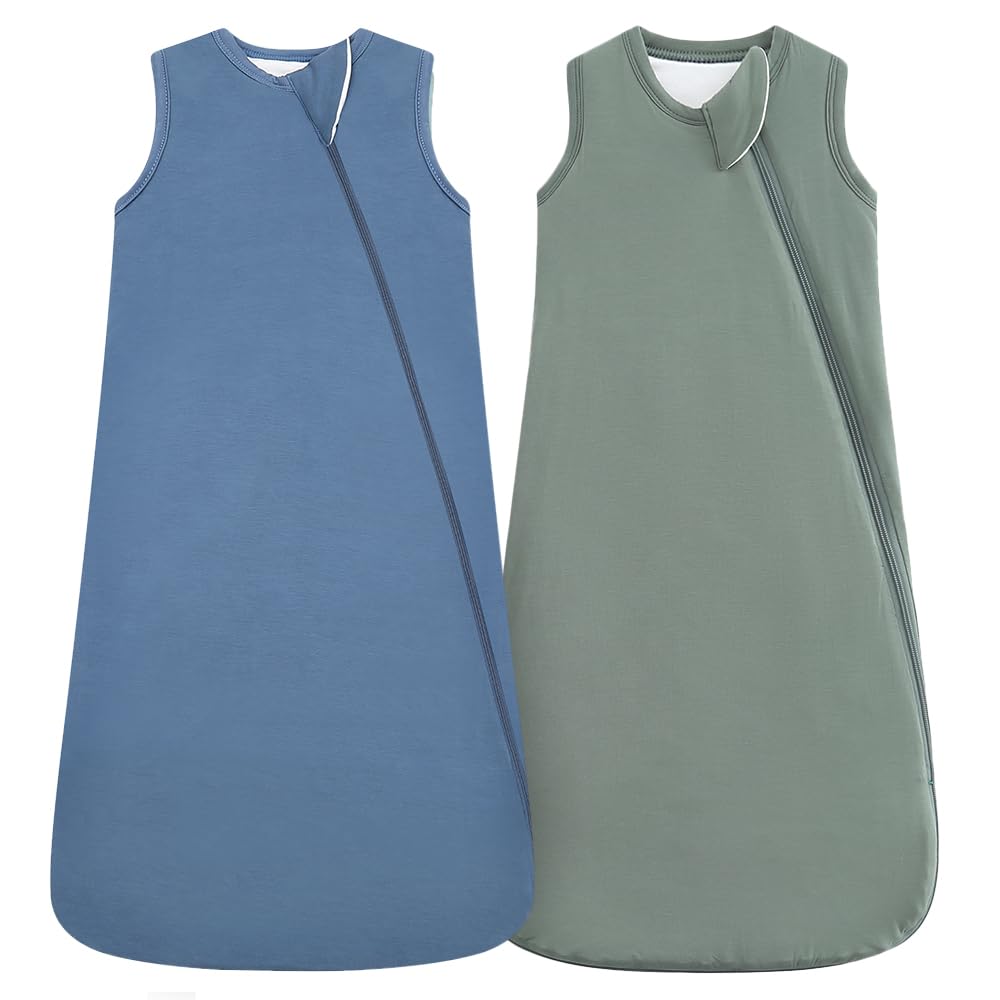 HAPIU sleep sack moonlight blue front view shows breathable bamboo fabric for sensitive skin