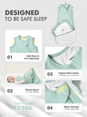 HAPIU sleep sack with zipper garage protects baby's face during sleep.
