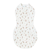 Happiest Baby Sleepea Comforter Swaddle Ivory Wildflowers closeup shows soft organic cotton.
