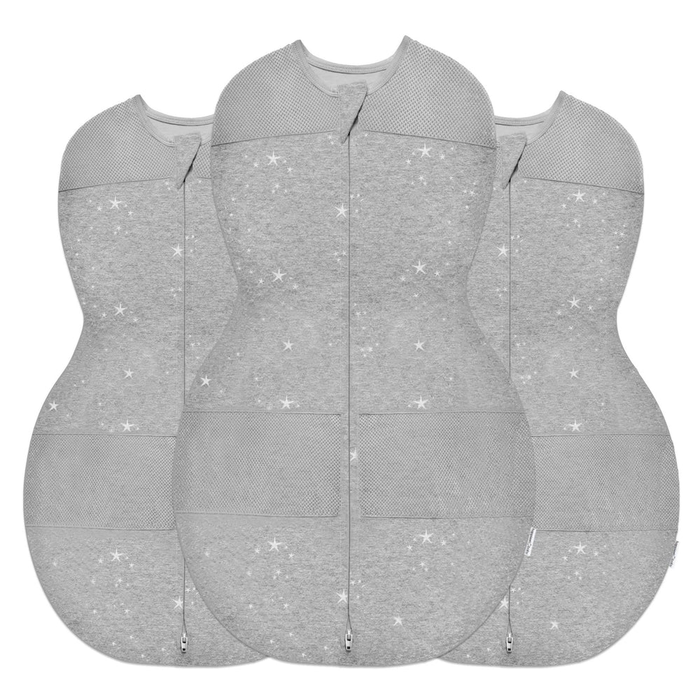 Happiest Baby Sleepea graphite stars swaddle pack front view for secure sleep