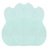 Happiest Baby Sleepea teal stars swaddle folded for easy storage.