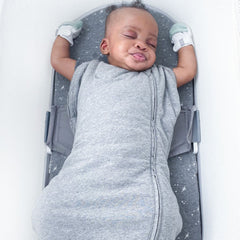 Happiest Baby SNOO Comforter Sack graphite inner bands keep baby snug for calmer awakenings.