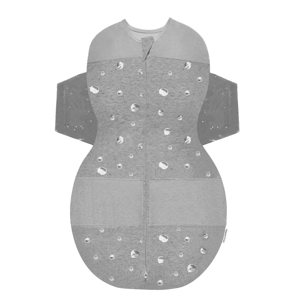 Happiest Baby SNOO Sleep Sack in graphite planets hip-friendly organic cotton swaddle