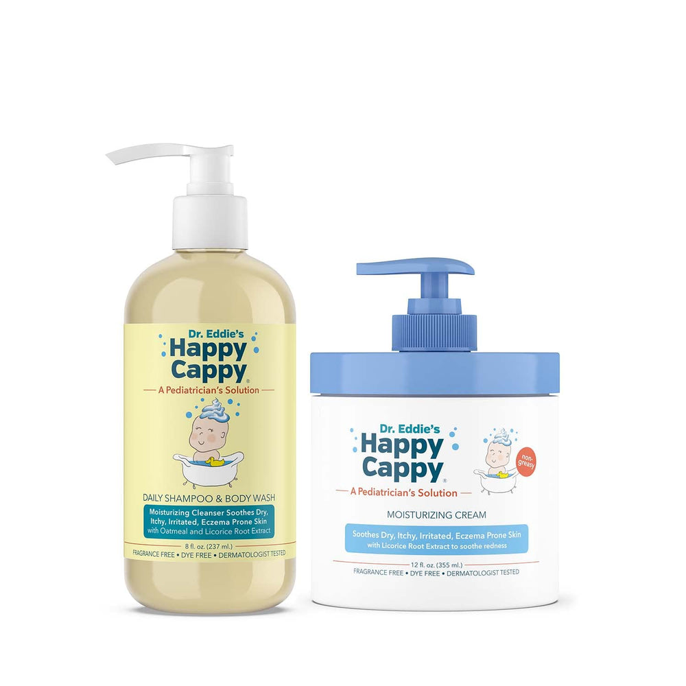 Happy Cappy baby shampoo bottle shows gentle cleansing for sensitive skin