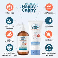 Happy Cappy body wash foamy lather cleanses delicate skin without fragrance.