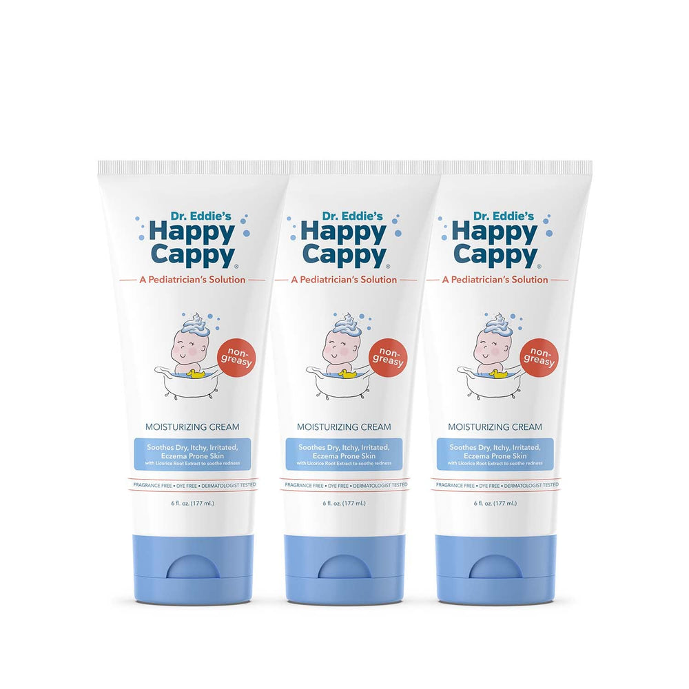 Happy Cappy Moisturizing Cream bottle closeup for sensitive skin use