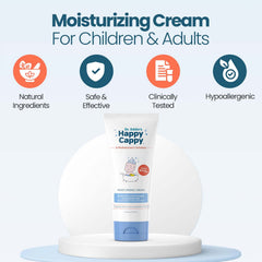 Happy Cappy Moisturizing Cream texture swatch highlighting light absorption