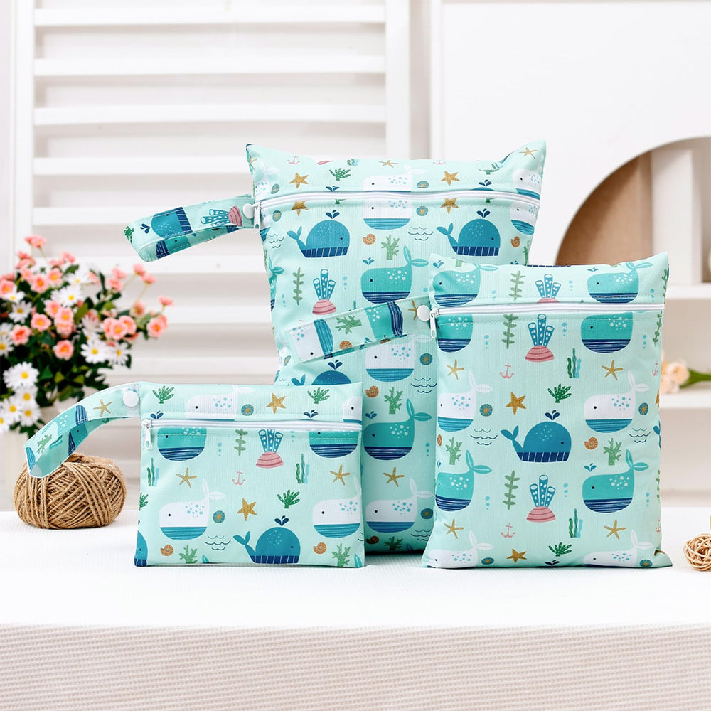 Happy Flute wet bag set in three sizes keeps clothing and cosmetics organized during travel.
