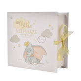 Happy Homewares Magical Beginnings Dumbo cover illustration with glitter lettering for baby memories