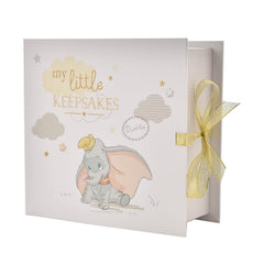 Happy Homewares Magical Beginnings Dumbo cover illustration with glitter lettering for baby memories