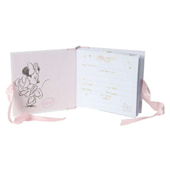 Happy Homewares Magical Beginnings Minnie album features a title page and pink bow closure for personalised keepsakes.