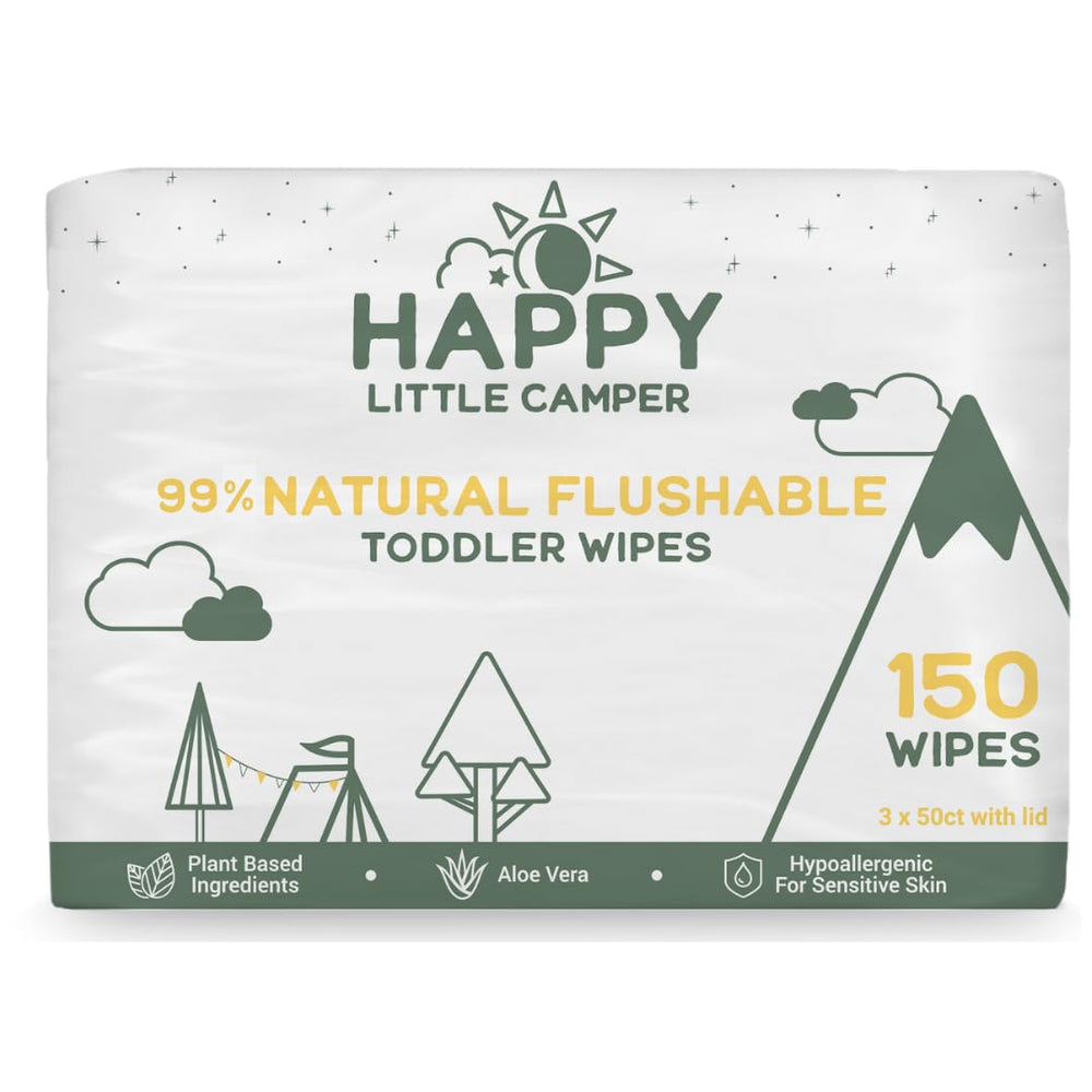 Happy Little Camper natural flushable wipes unscented pack for gentle cleanups
