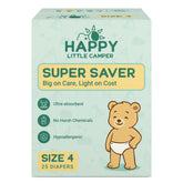 Happy Little Camper super saver diapers pack shot showing budget-friendly protection for everyday use