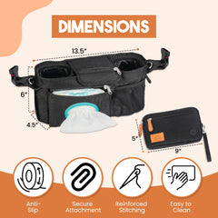 Happy Path & Co adjustable anti-slip straps secure the organizer on most strollers.