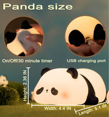 HAPPYBAG Panda Night Light charging via USB for convenient cordless power.