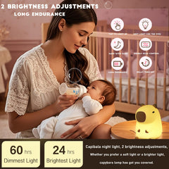 HappyBag Rechargeable Capybara Night Light with USB charging for overnight use.