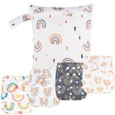 HappyFlute newborn cloth pocket diapers show the full 9-piece set for adjustable newborn care.