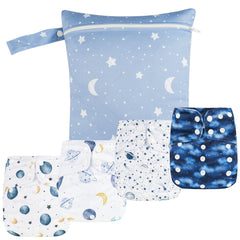 HappyFlute newborn pocket diaper pack with adjustable fit for growing babies.
