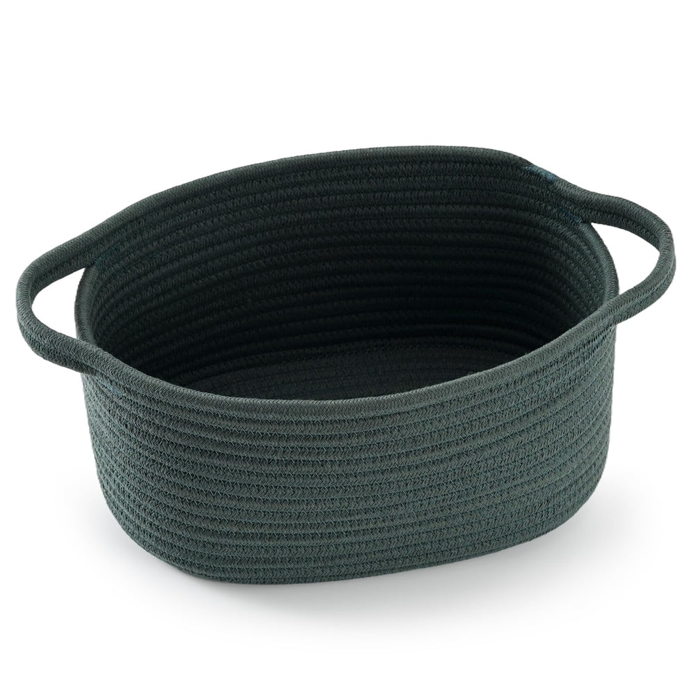 Happyiren Cute Woven Basket hunter green front view for stylish storage and gifting