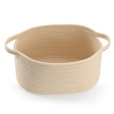 Happyiren Cute Woven Gift Basket beige front view for nursery organization.