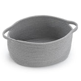 Happyiren cute woven storage basket with handle closeup for easy lifting and portability