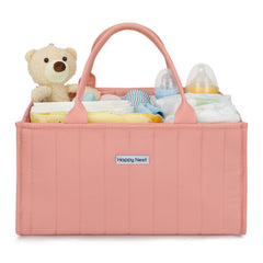 HAPPY NEST diaper caddy shows 13-inch size for quick nursery organization