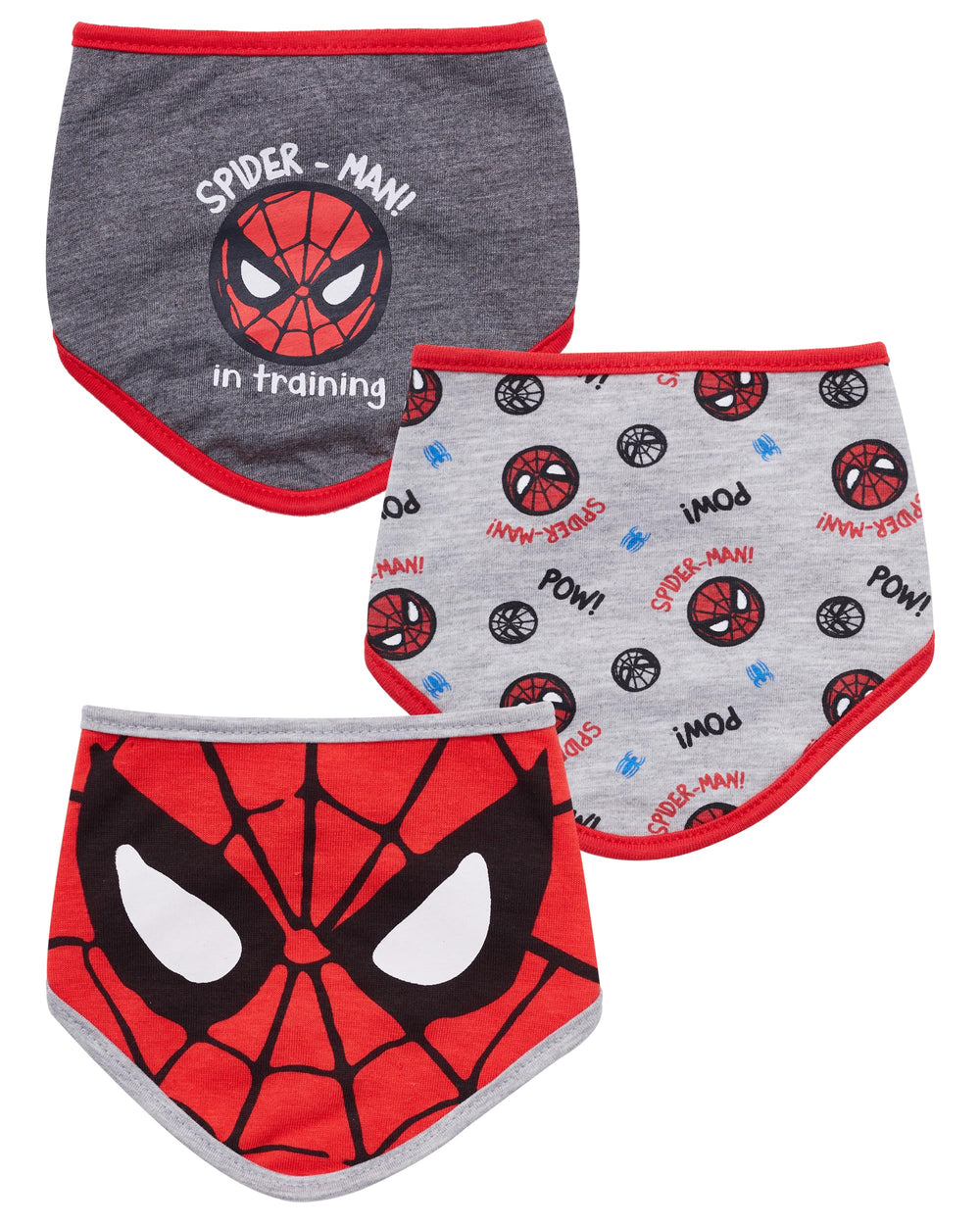 Happy Threads superhero bandana bib gray solid with easy snap closure for mess-prone meals