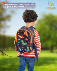 HappyVk dinosaur backpack with leash attached; anti-lost safety in crowds