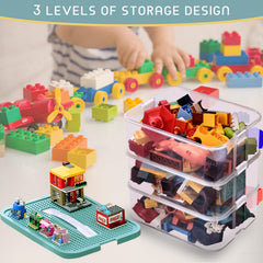 Harazaqa Lego storage with baseplate lids provides a building surface for creative play.