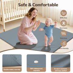 HARBOLLE Baby Play Mat blue crawling area with soft, grippy surface