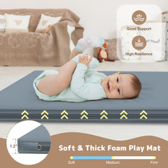 HARBOLLE Baby Play Mat blue waterproof surface easy to wipe clean after spills