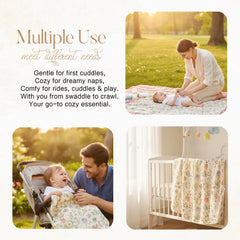 HardNok Muslin Blanket swaddling a newborn for snug comfort.