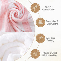 HardNok Muslin Hooded Towel pink stripe detail emphasizes soft yarn and vibe