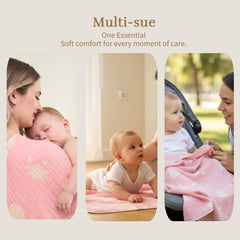 HardNok Ultra-Soft Muslin Baby Blanket Pink Ocean crib-usage ready for cuddles and naps.