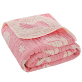 HardNok Ultra-Soft Muslin Baby Blanket Pink Ocean fold demonstrates breathable warmth for naps.