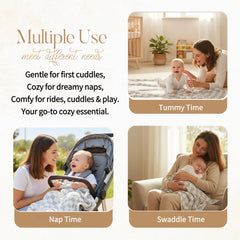 HardNok grey-check blanket draped on crib highlights versatile 43x43 inch size.